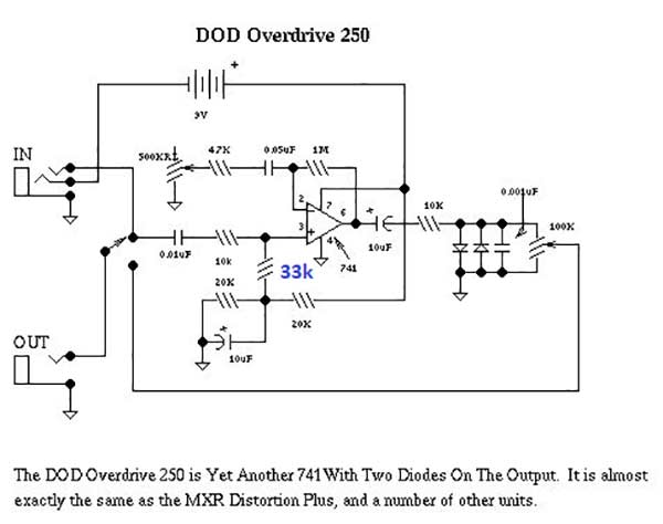 Схема дисторшина DOD 250