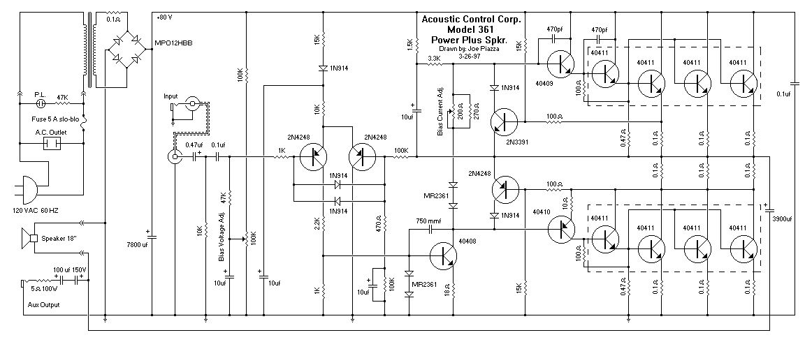 Схема Acoustic Control - 361 Power Amp