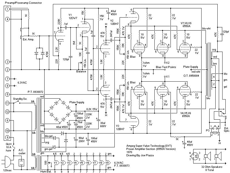 Схема Ampeg - SVT (6550a) - Power Amp