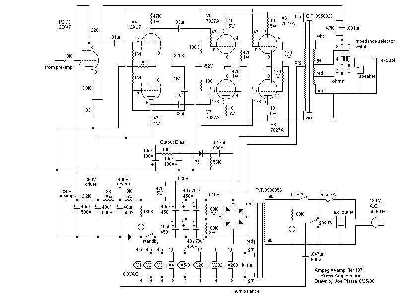 Схема Ampeg - V4 Power Amp