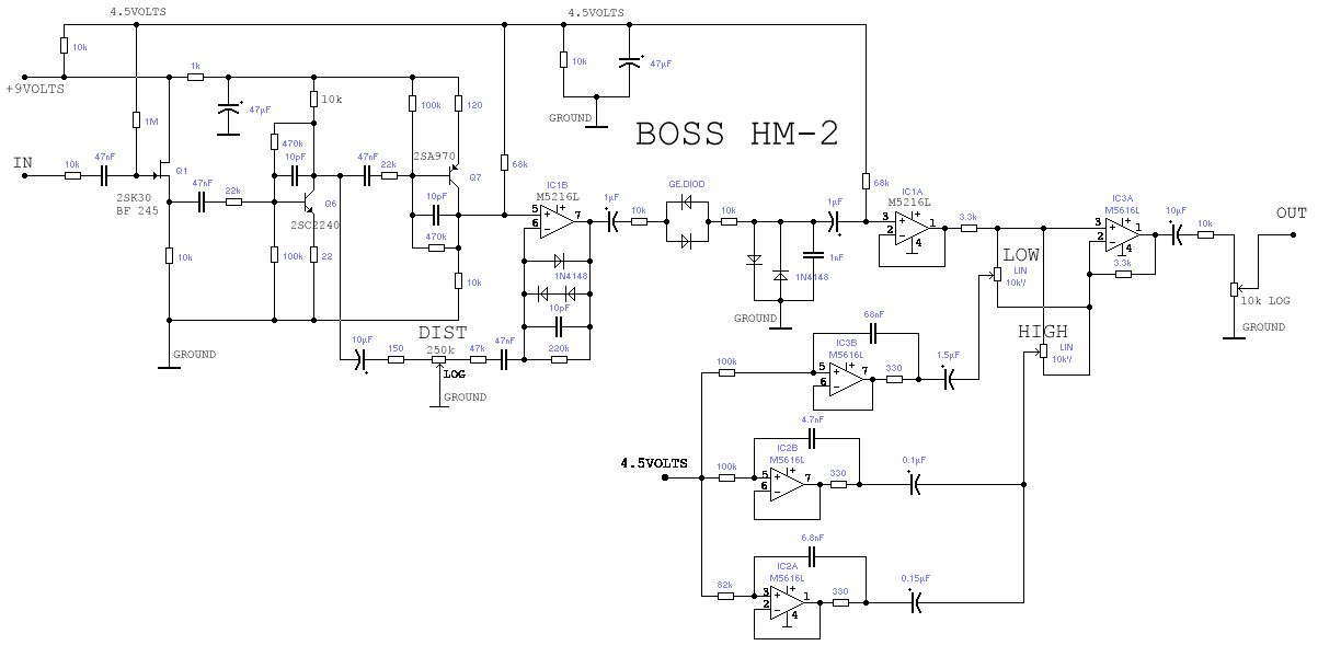 Схема BOSS - Heavy Metal HM-2