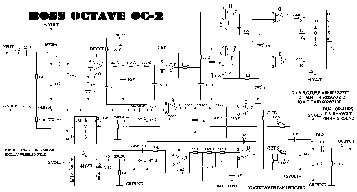 Схема BOSS - Octaver OC-2