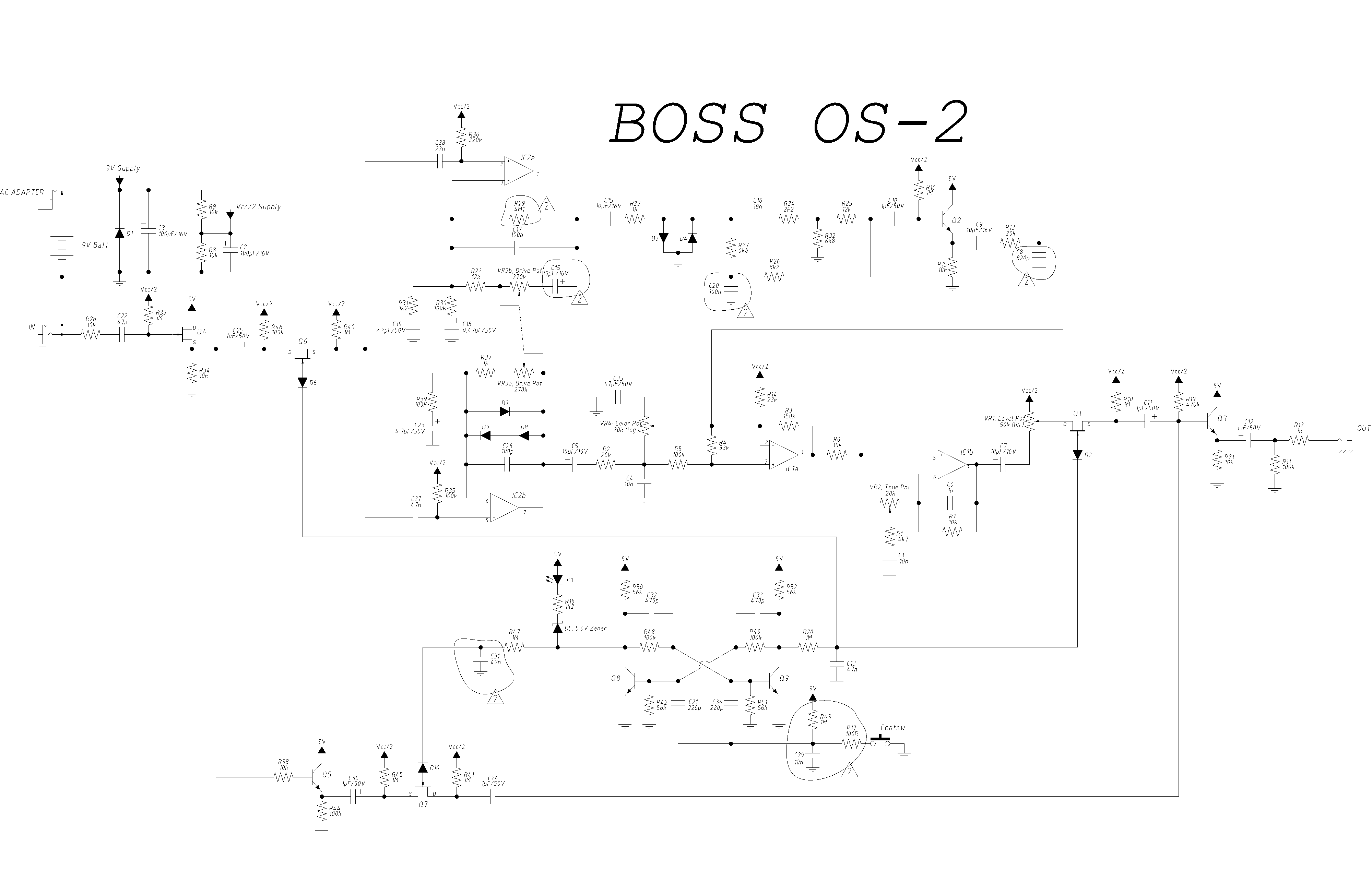 Схема BOSS - OverDrive-Distortion OS-2