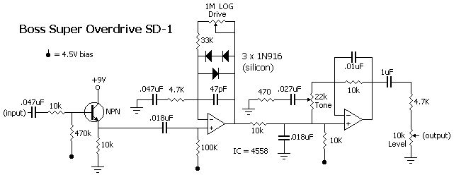 Схема BOSS - Super Overdrive SD-1