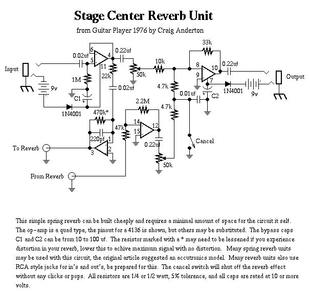 Схема Craig Anderton - Stage Center Reverb