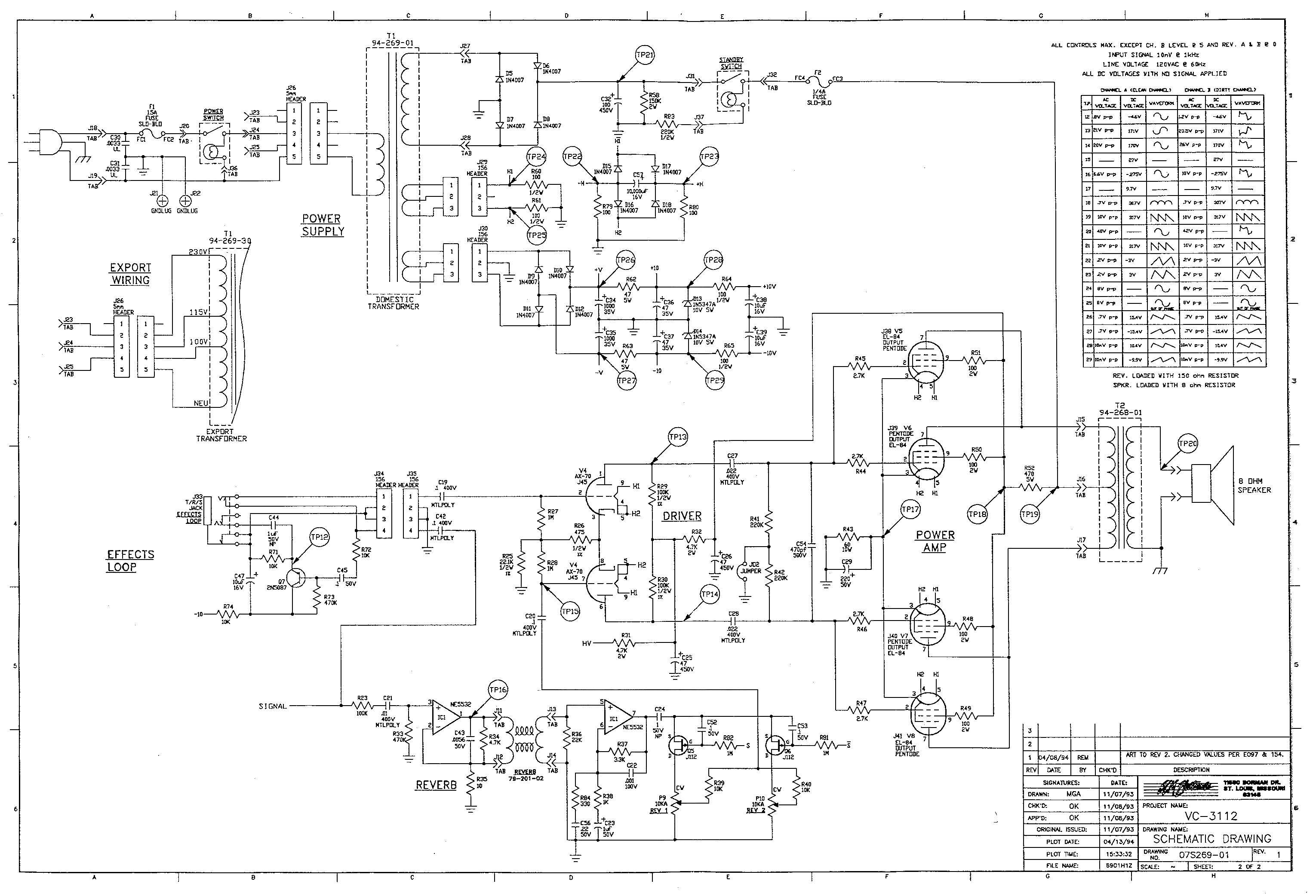 Схема Crate - VC-3112 Power Amp