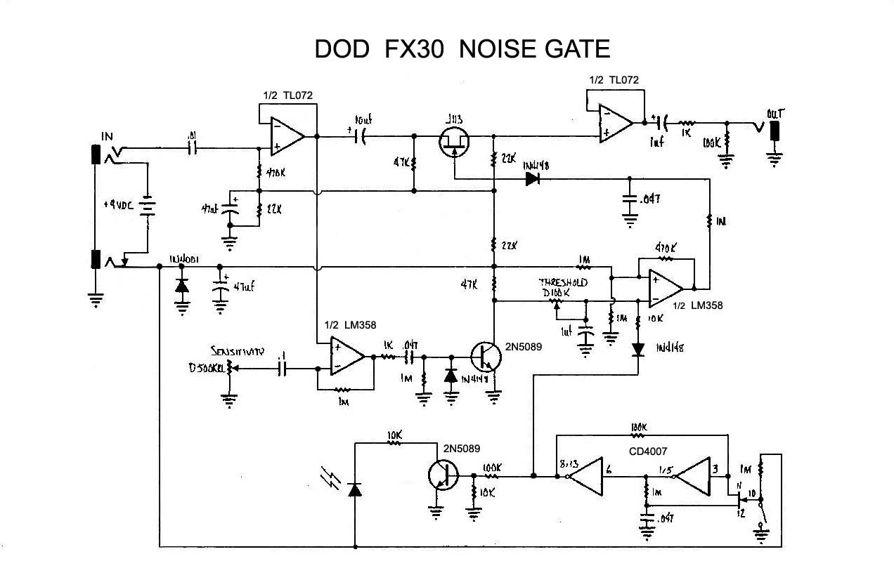 Схема DOD - FX30 Noise Gate