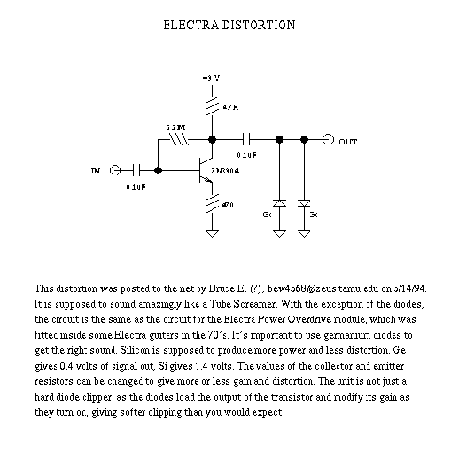 Схема Electra - Distortion (simple)