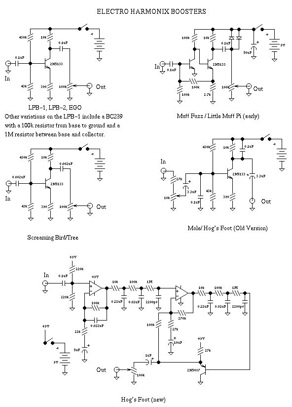 Схема Electro Harmonix - Boosters schematics