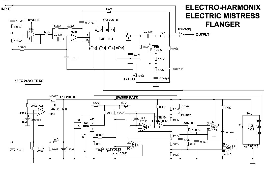 Схема Electro Harmonix - Electric Mistress Flanger