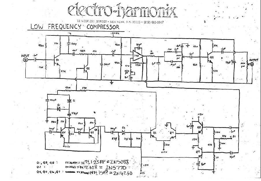 Схема Electro Harmonix - Low Frequency Compressor