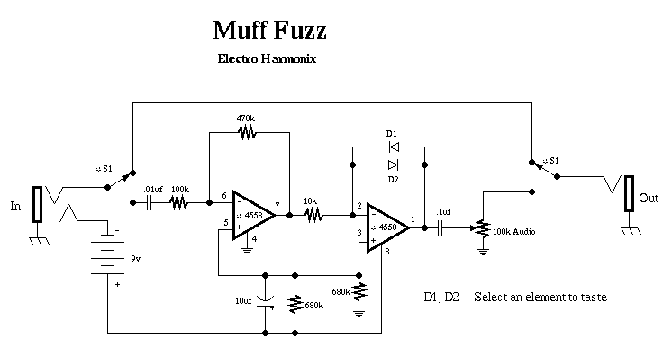 Схема Electro Harmonix - Muff Fuzz