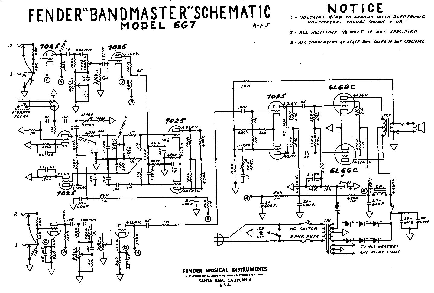 Схема Fender - Bandmaster 6G7