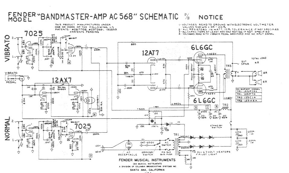 Схема Fender - Bandmaster AC568