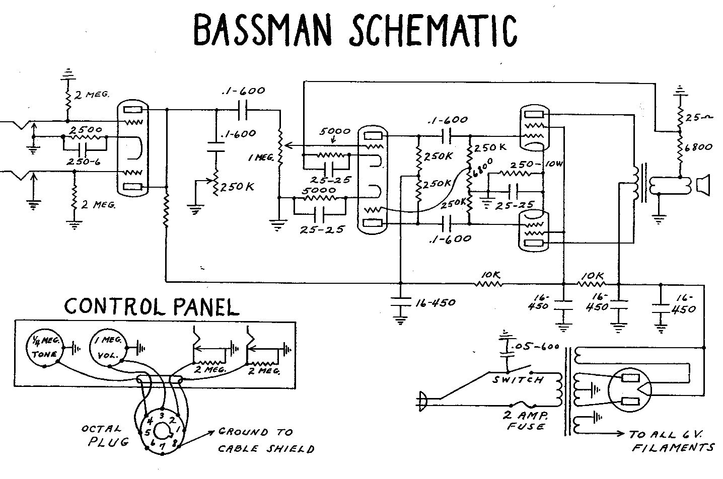 Схема Fender - Bassman 5B6
