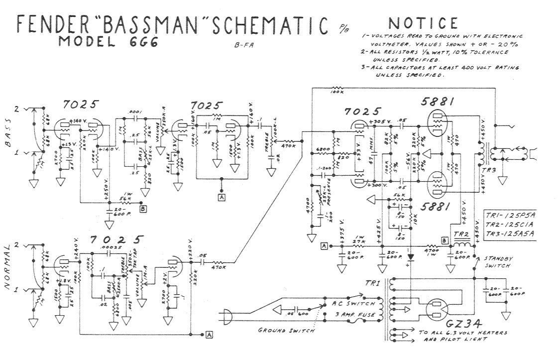 Схема Fender - Bassman 6G6