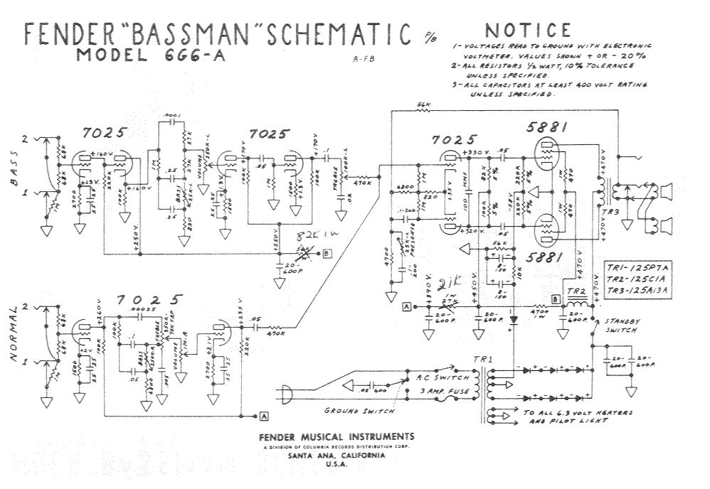Схема Fender - Bassman 6G6A