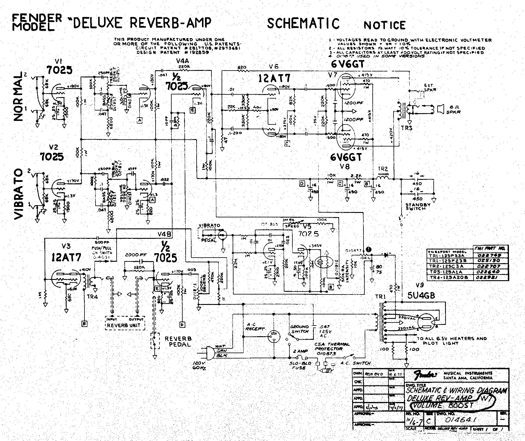 Схема Fender - Deluxe Reverb Amp