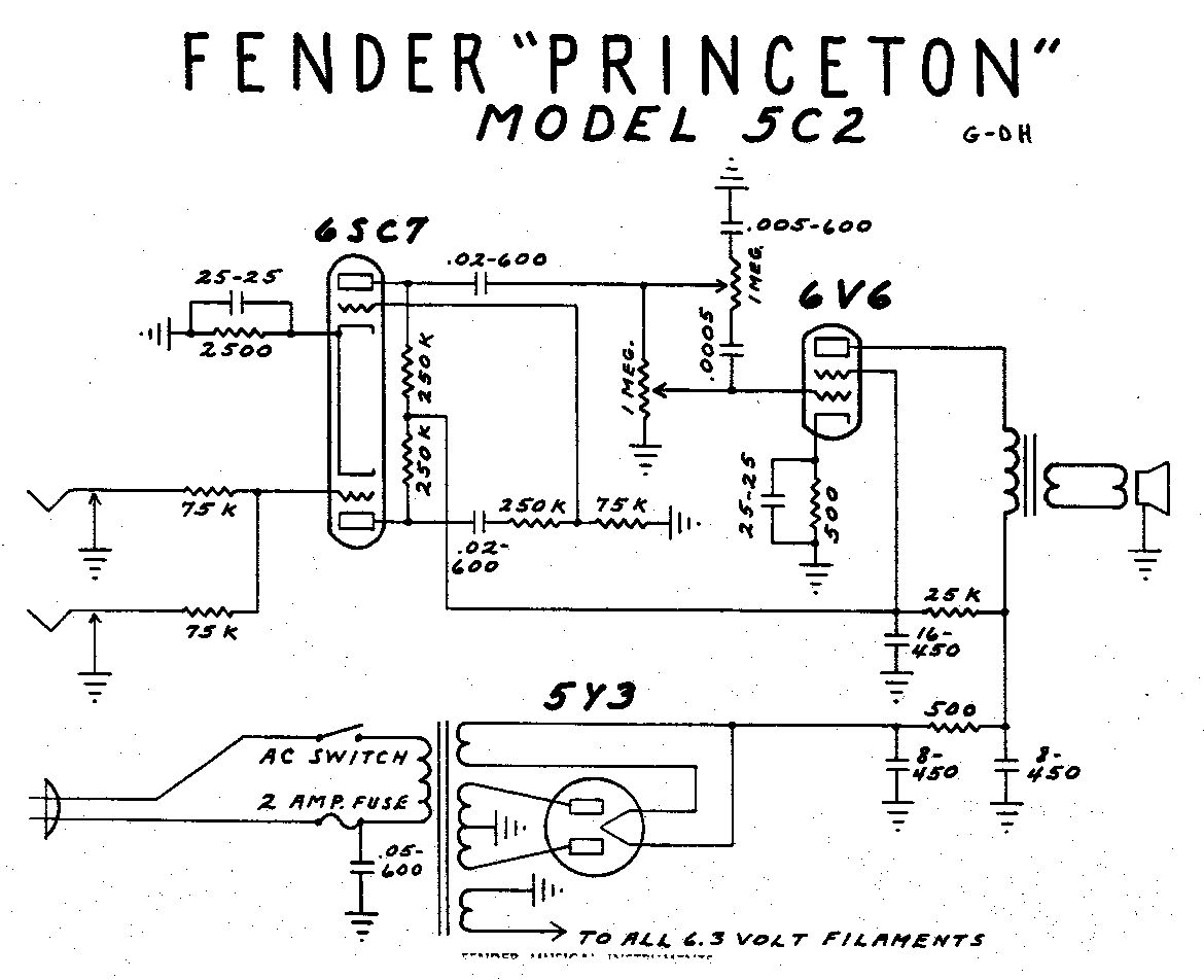 Схема Fender - Princeton 5C2