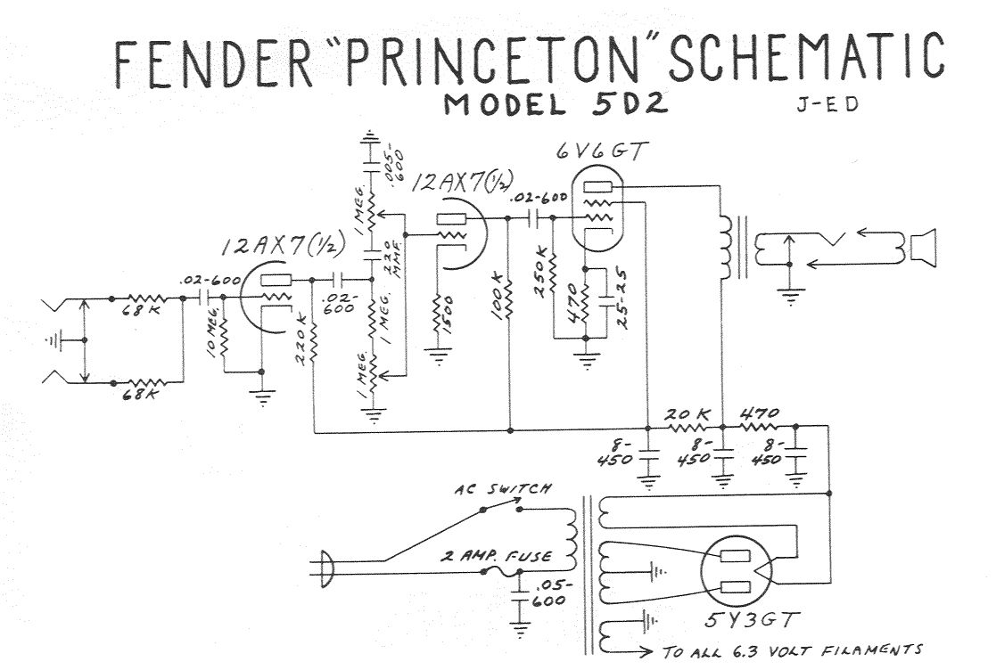 Схема Fender - Princeton 5D2