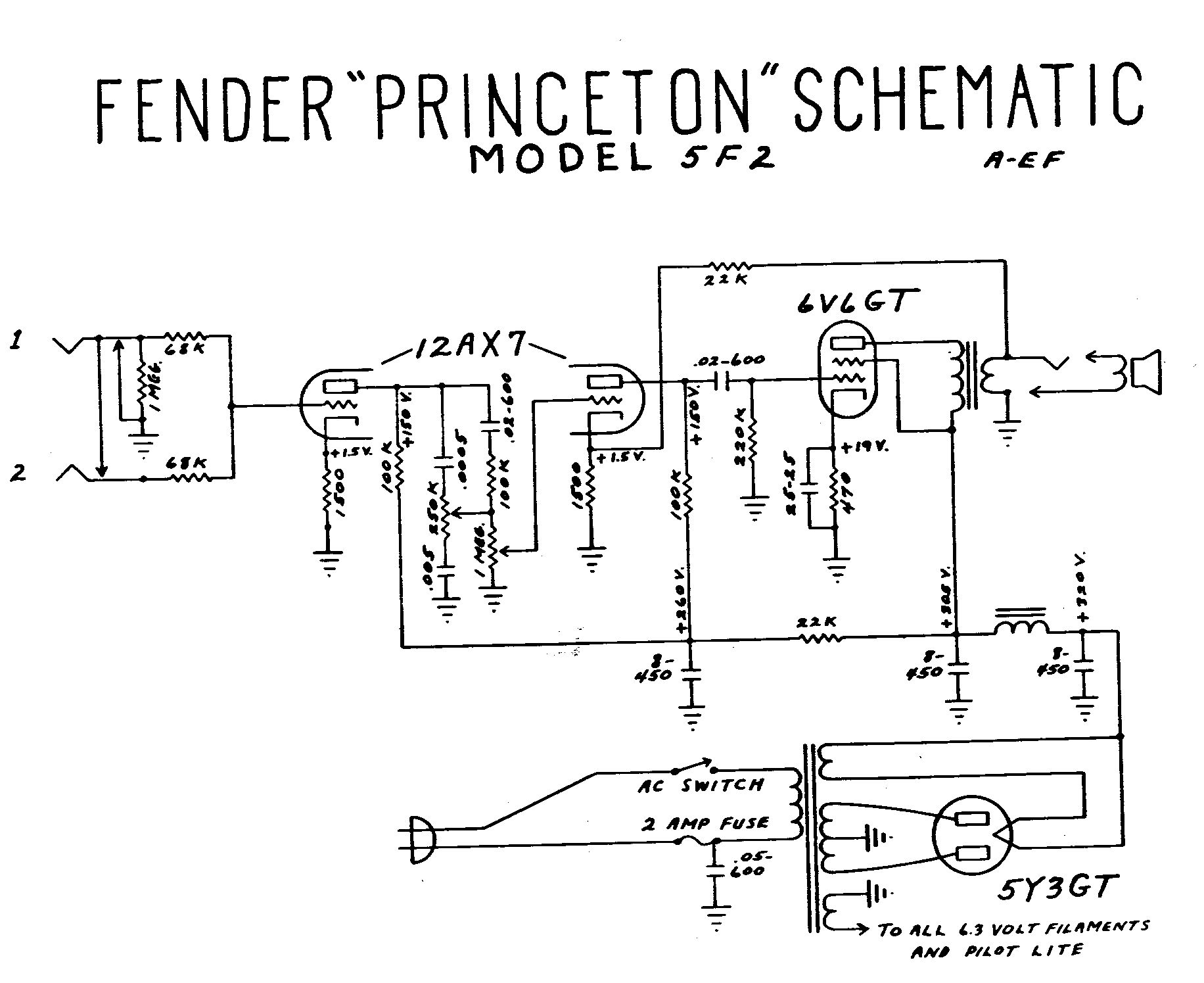 Схема Fender - Princeton 5F2
