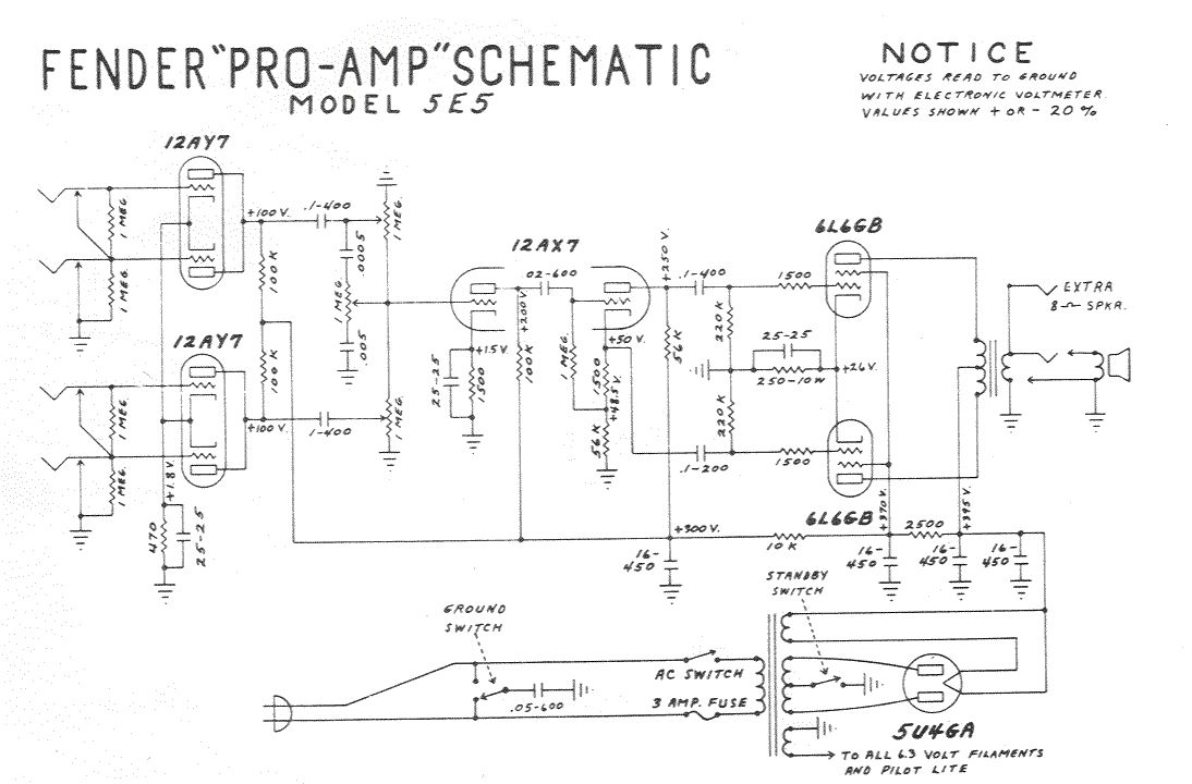 Схема Fender - Pro Amp 5E5