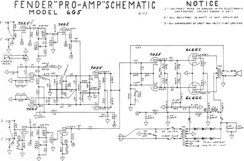 Схема Fender - Pro Amp 6G5
