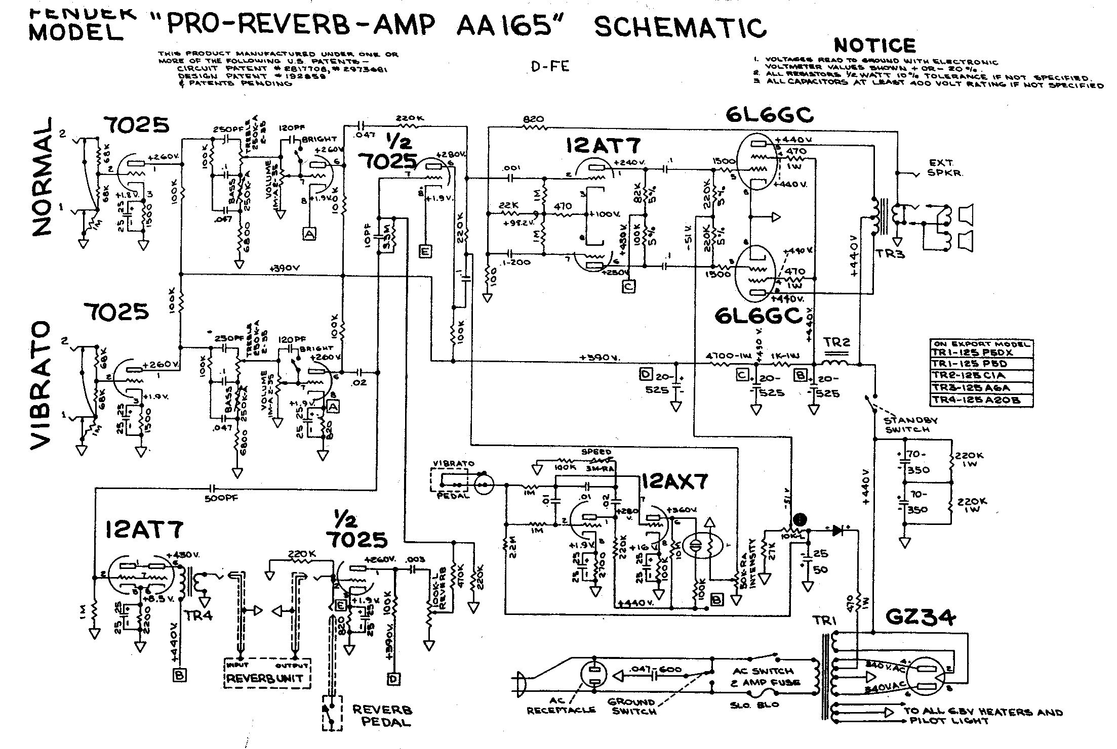 Схема Fender - Pro Reverb Amp AA165