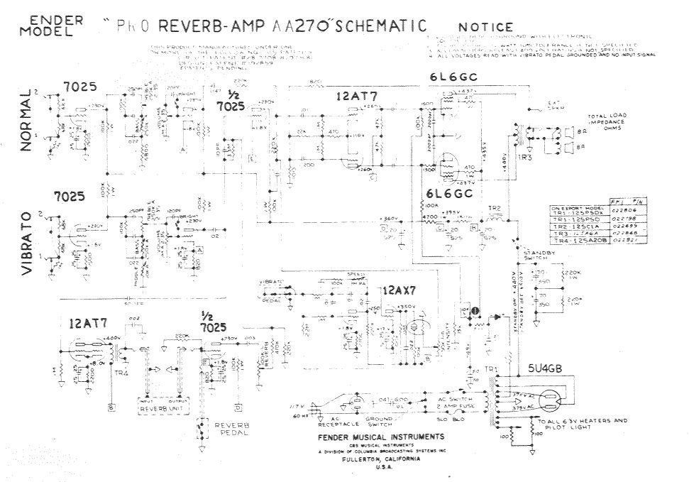 Схема Fender - Pro Reverb Amp AA270