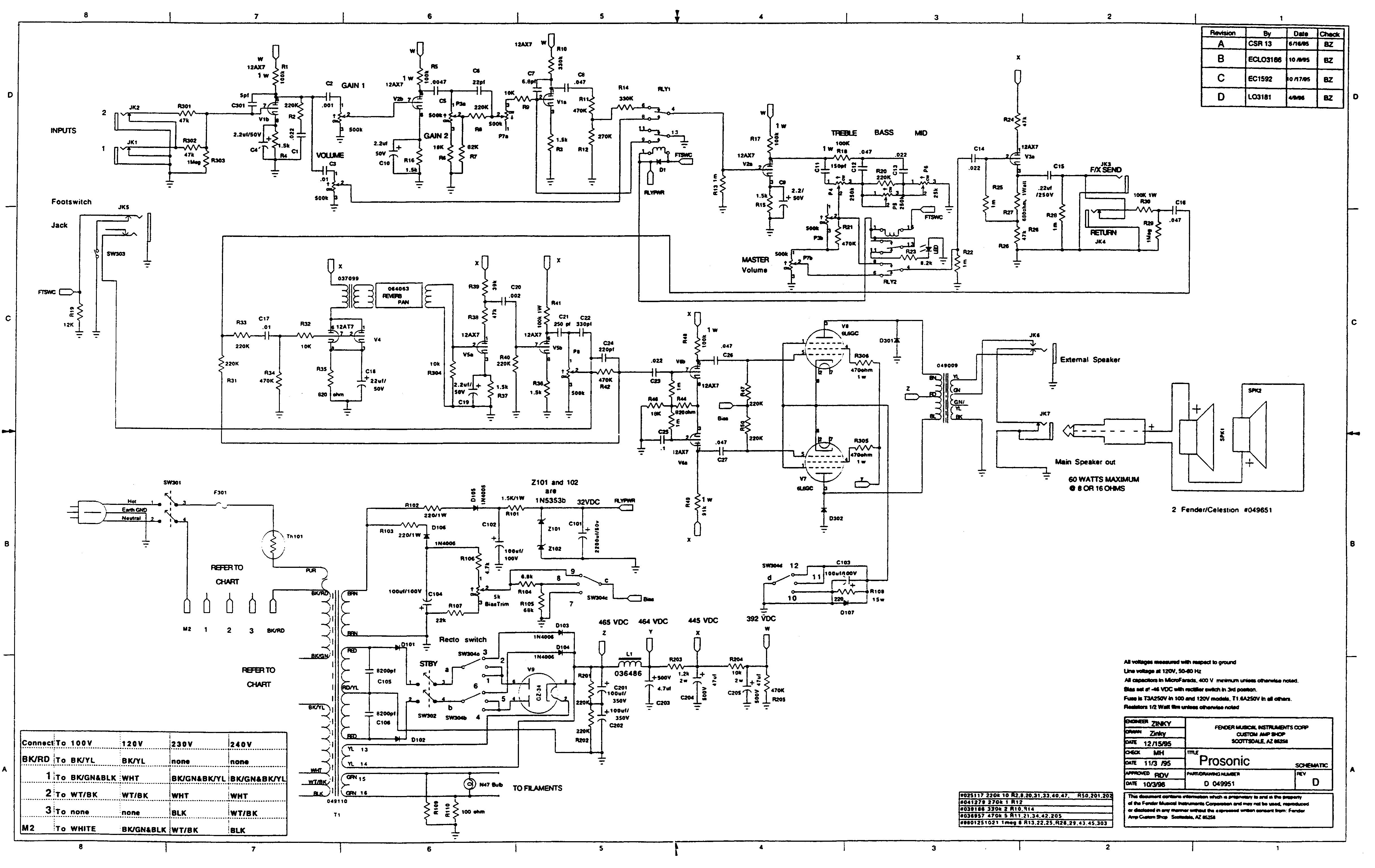 Схема Fender - Prosonic Amp