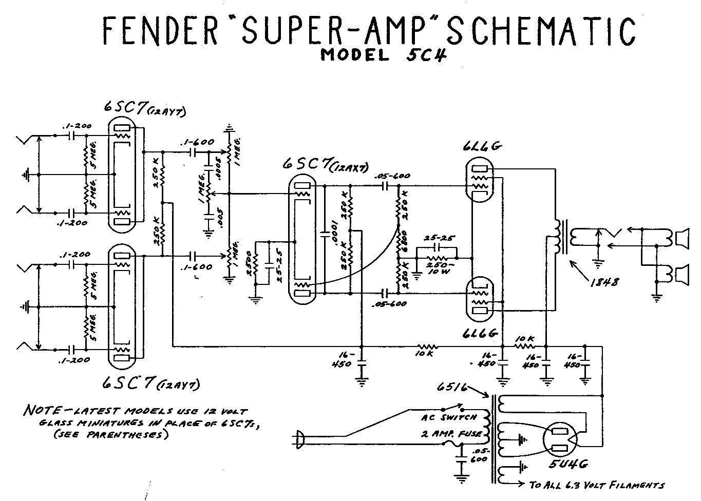 Схема Fender - Super Amp 5C4