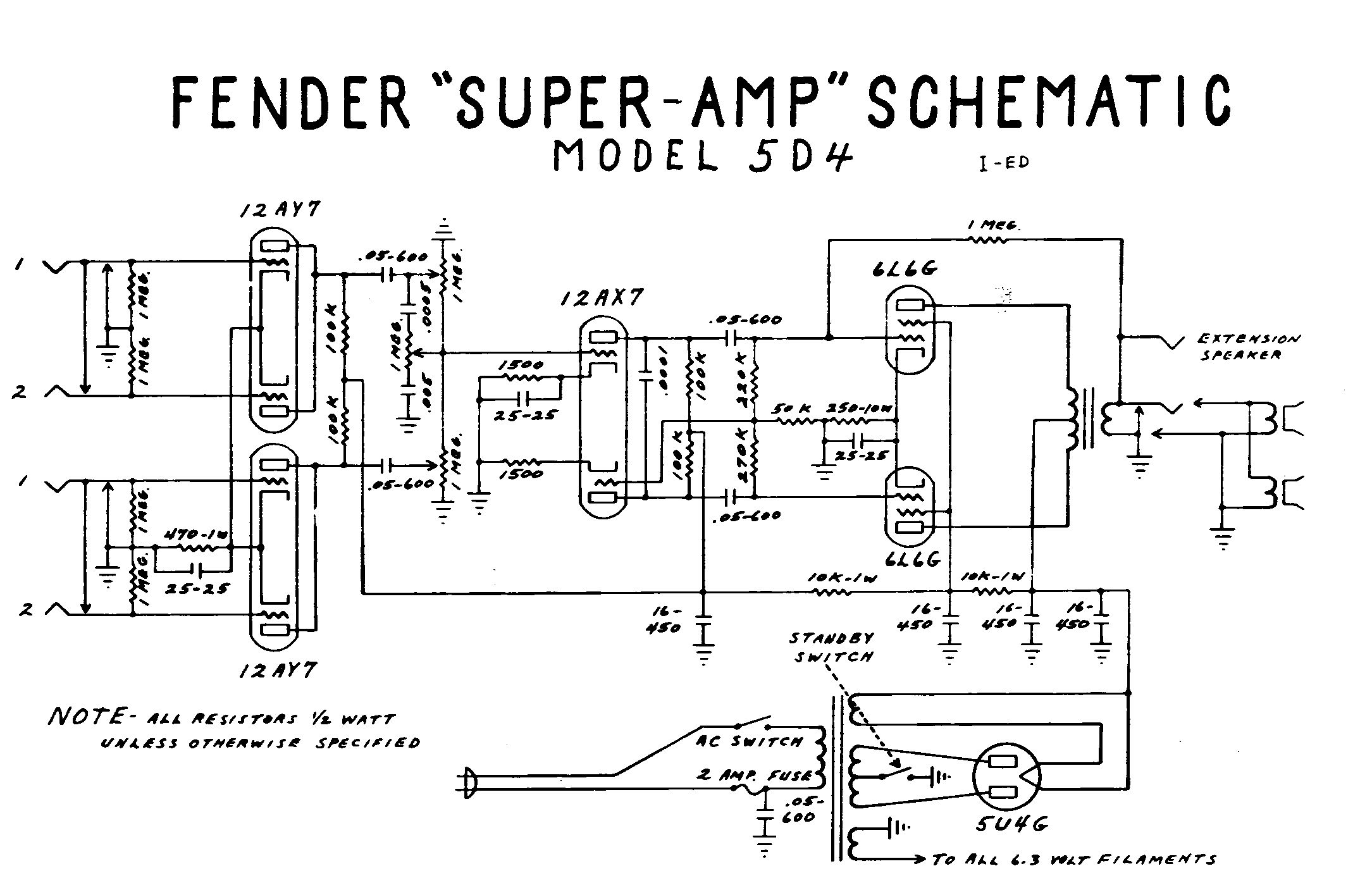 Схема Fender - Super Amp 5D4