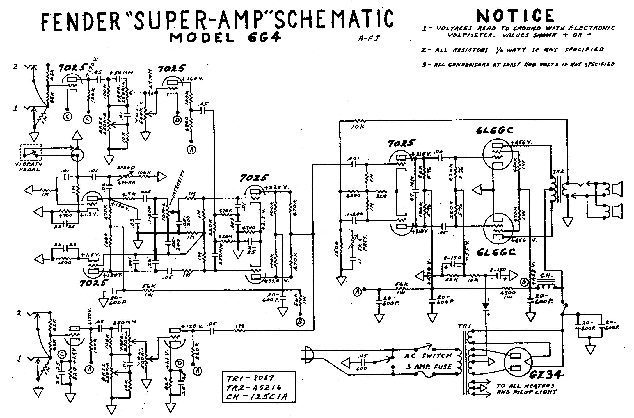 Схема Fender - Super Amp 6G4