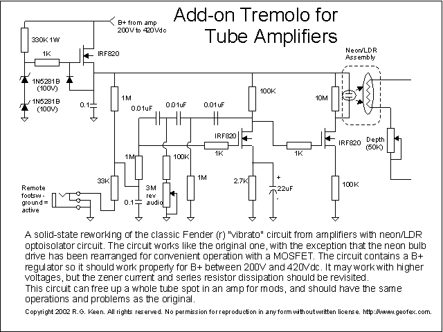 Схема Fender - Tremolo add-on for tube amps