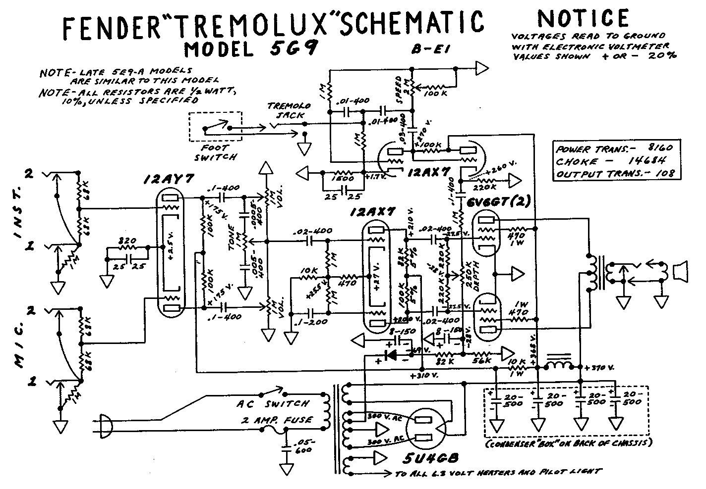Схема Fender - Tremolux 5G9