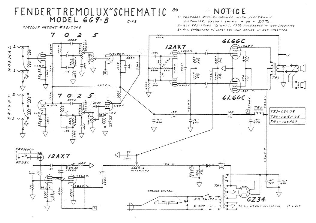 Схема Fender - Tremolux 6G9-B