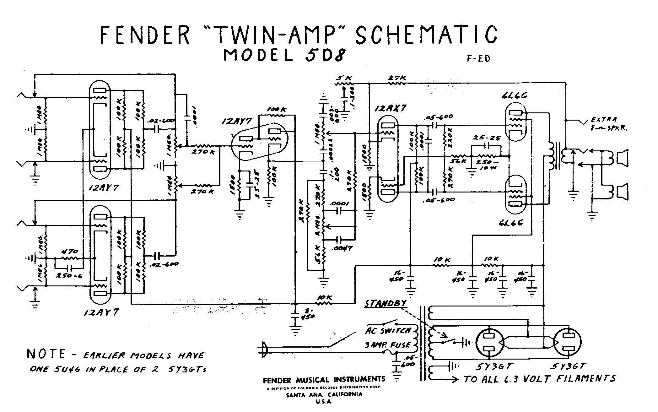 Схема Fender - Twin Amp 5D8