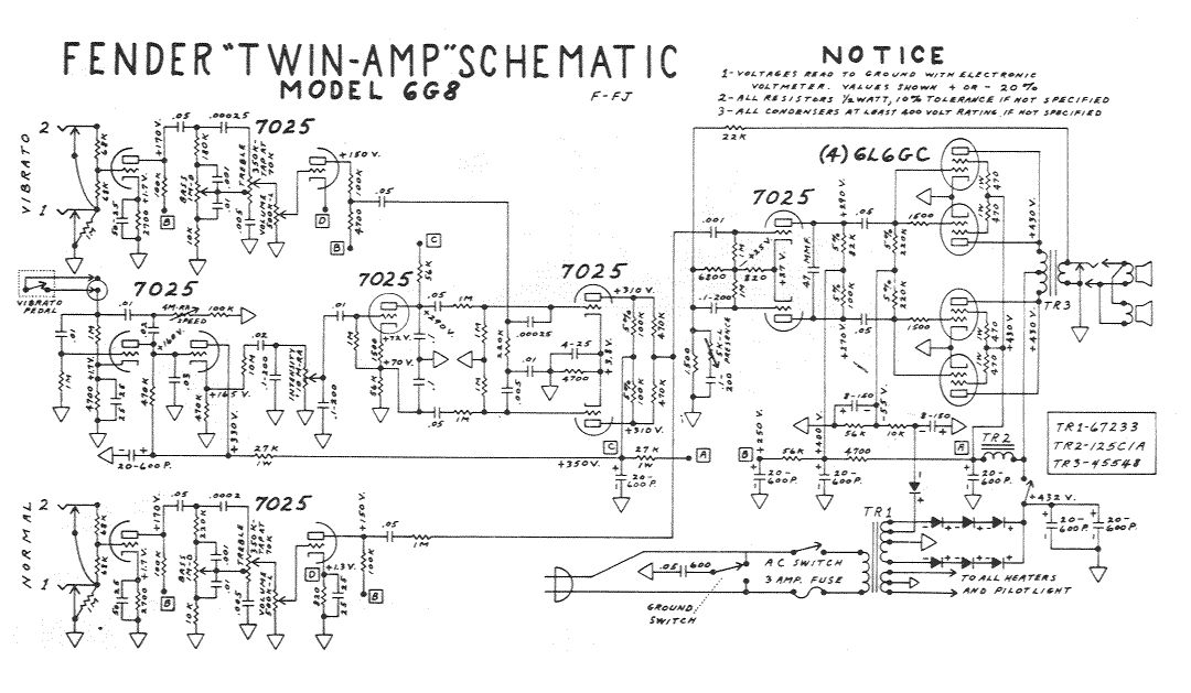 Схема Fender - Twin Amp 6G8