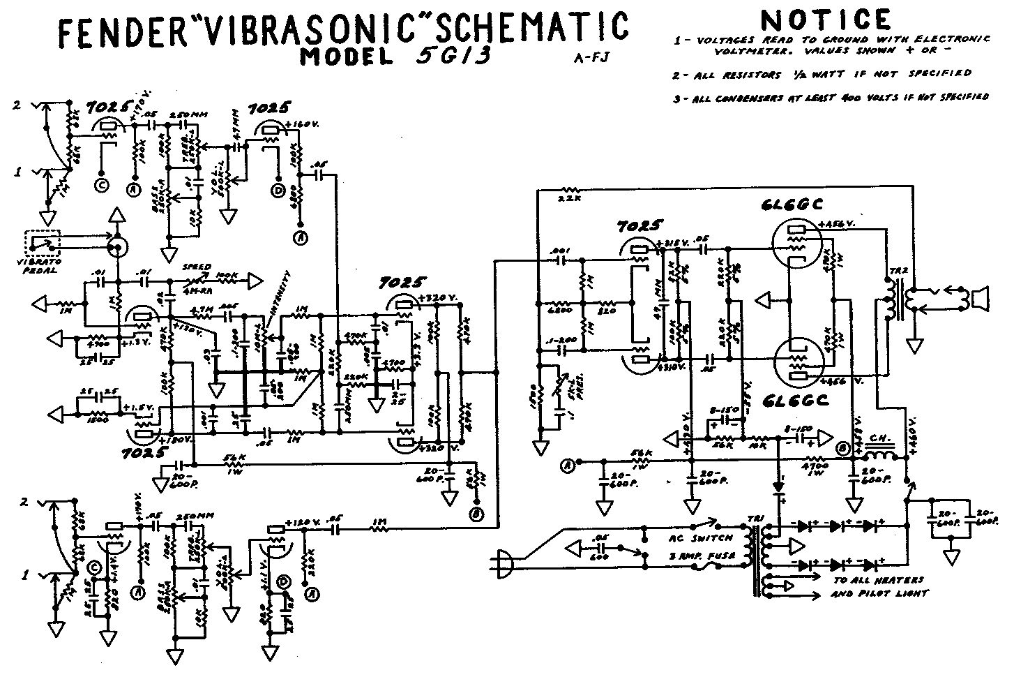 Схема Fender - Vibrasonic 5G13
