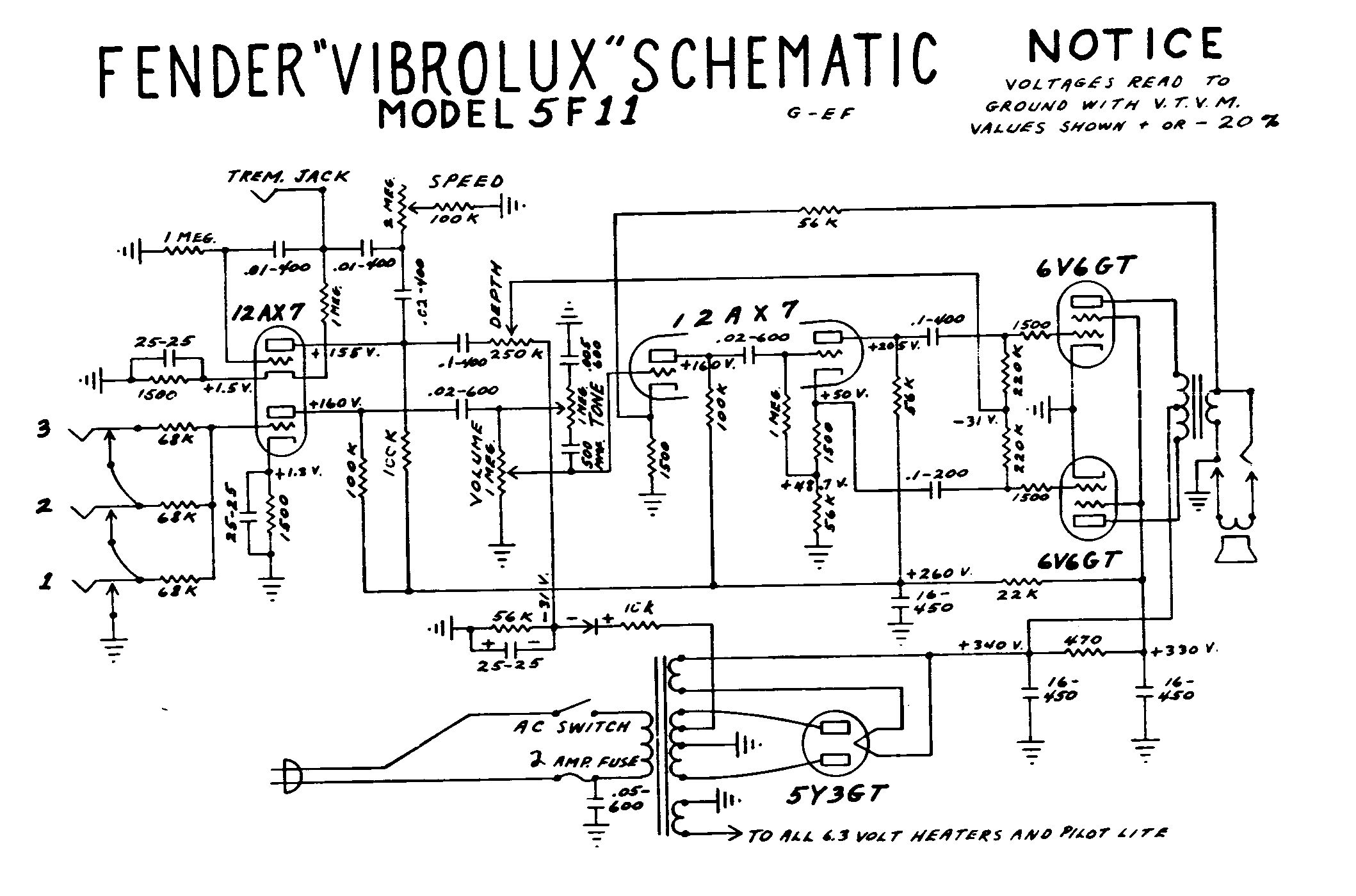 Схема Fender - Vibrolux 5F11