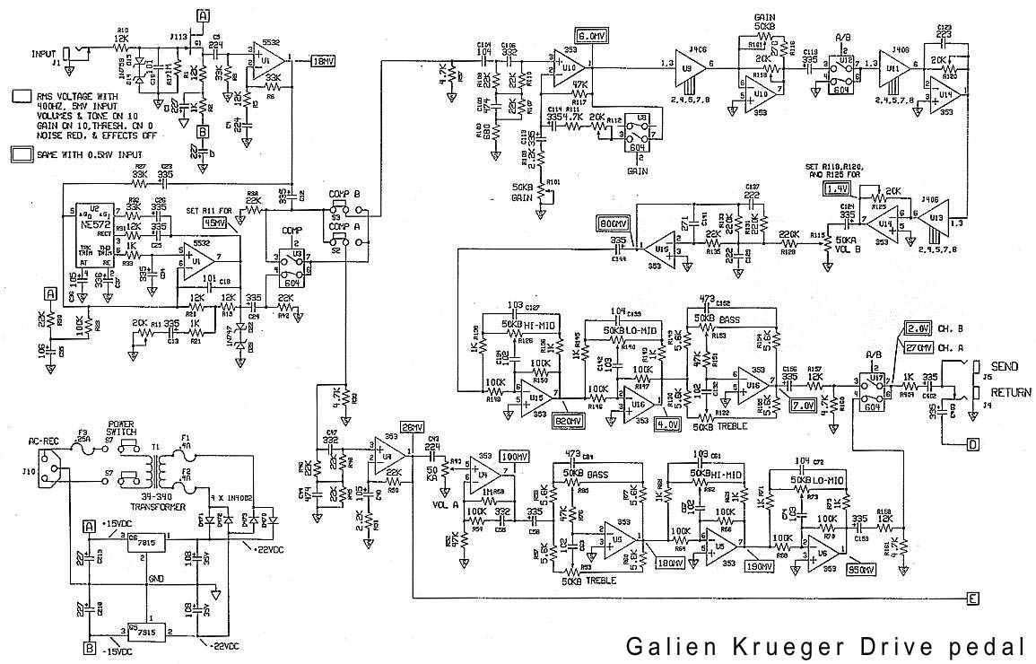 Схема Gallien Krueger - Drive pedal
