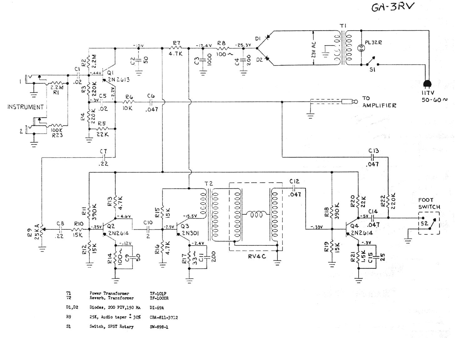 Схема Gibson - GA-3RV Preamp