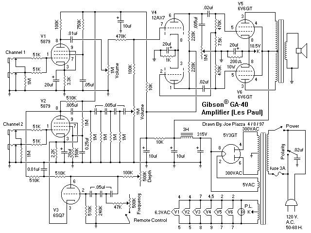 Схема Gibson - GA-40 Amplifier