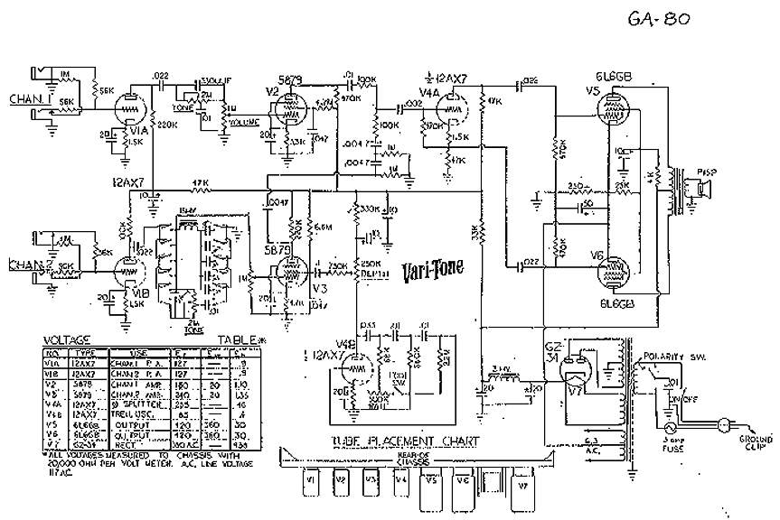 Схема Gibson - GA-80 Vari-Tone