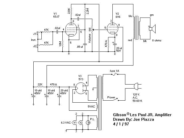 Схема Gibson - Les Paul JR Amplifier
