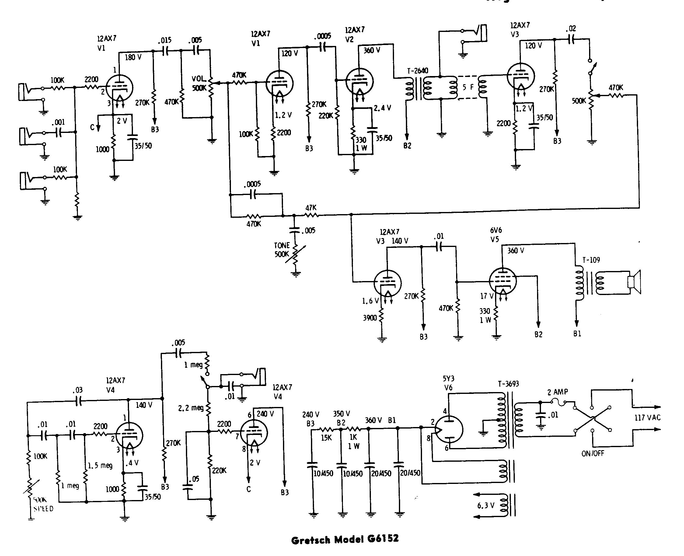Схема Gretsch - Amplifier G6152