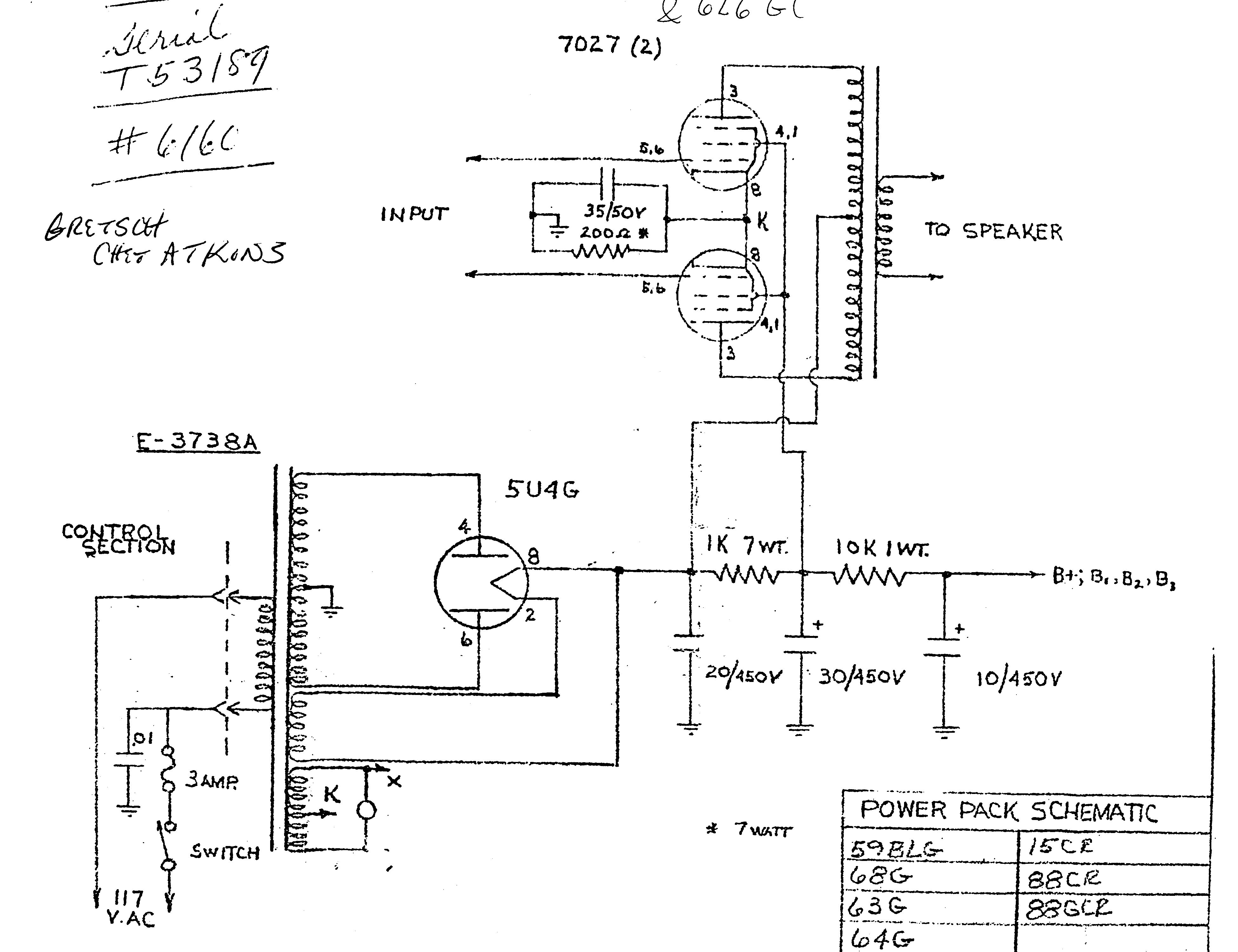 Схема Gretsch - Chet Atkins Amplifier G6160