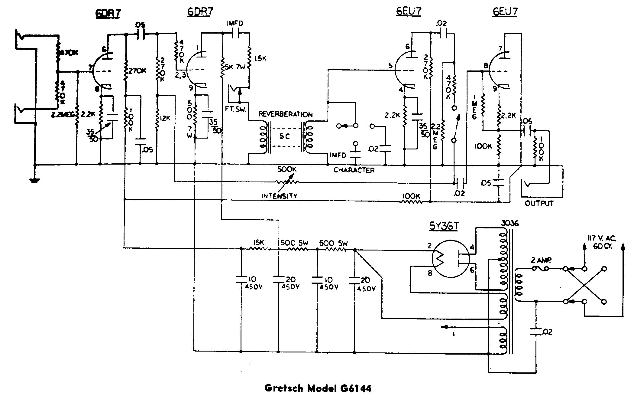 Схема Gretsch - G6144 Reverberator