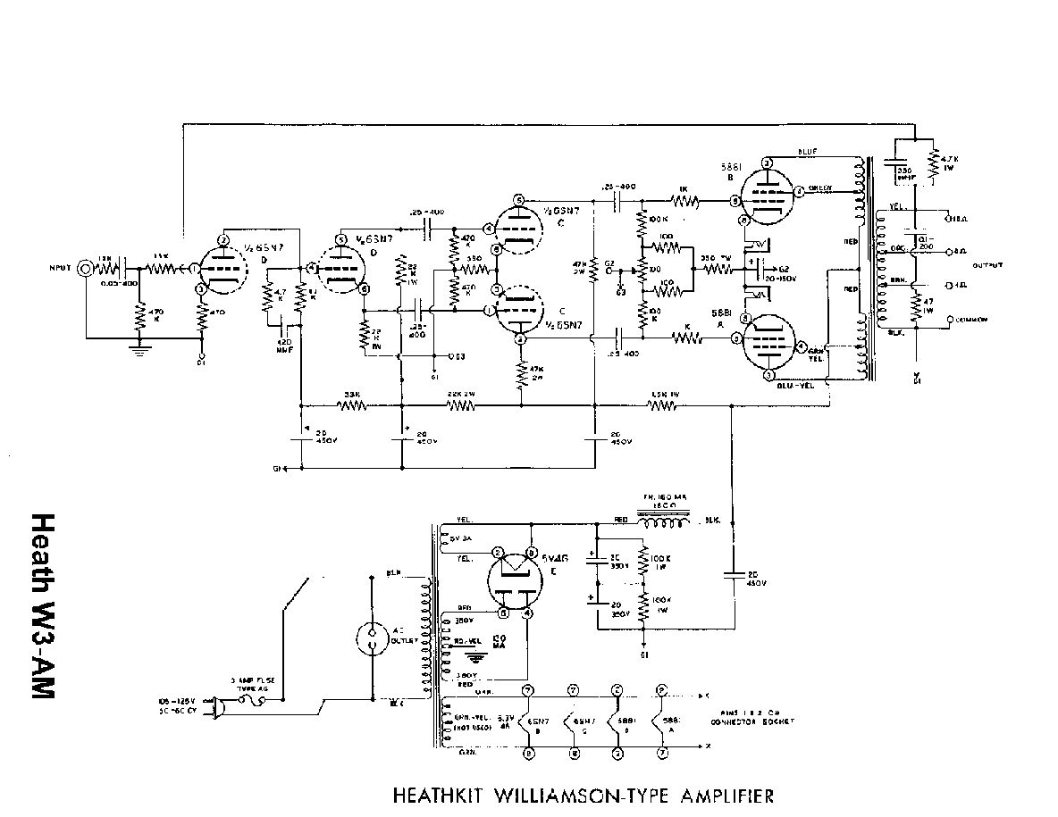 Схема HeathKit - Williamson-type Amlifier W3