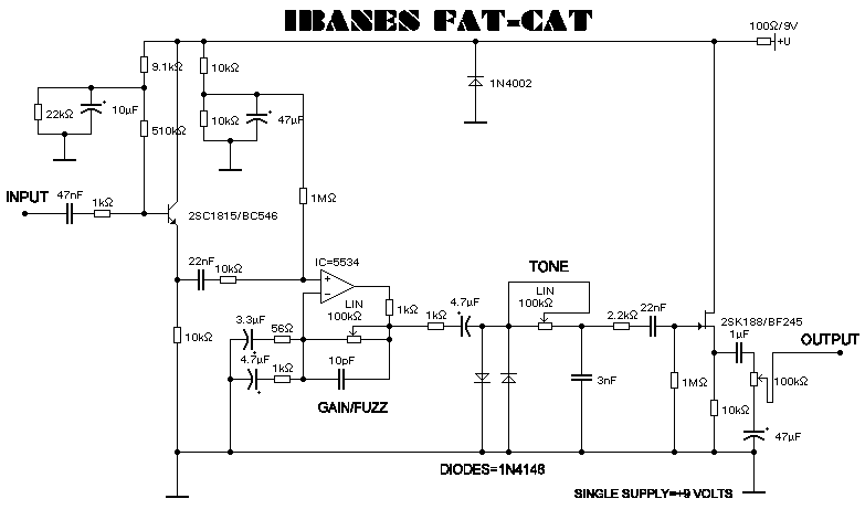 Схема Ibanez - Fat Cat